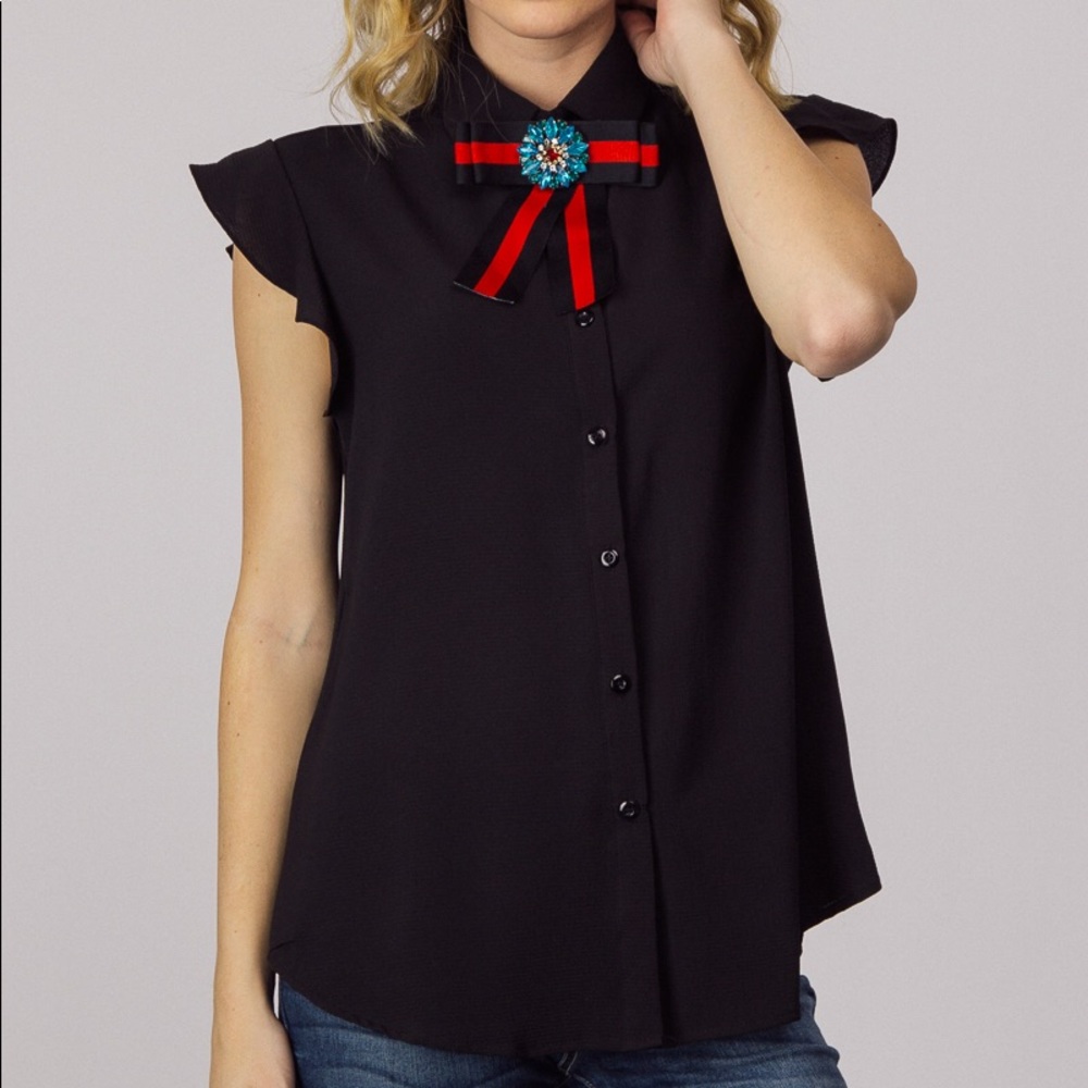Brooched Bow Top By Sace